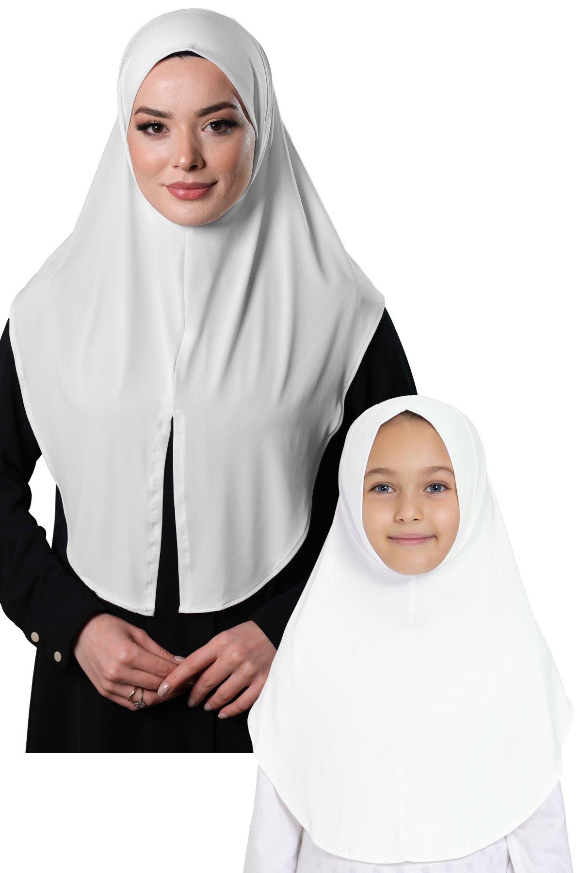 Krem Pratik Anne Kız Kombin Tesettür Eşarp Sandy Düz Hijab 230812_40
