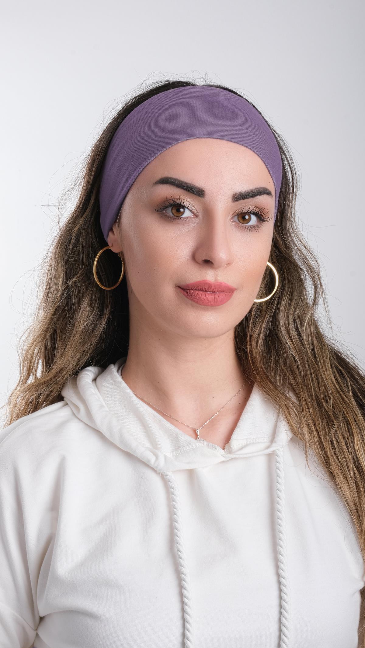Mor Bandana Saç Bandı Viskon Düz 3012_22