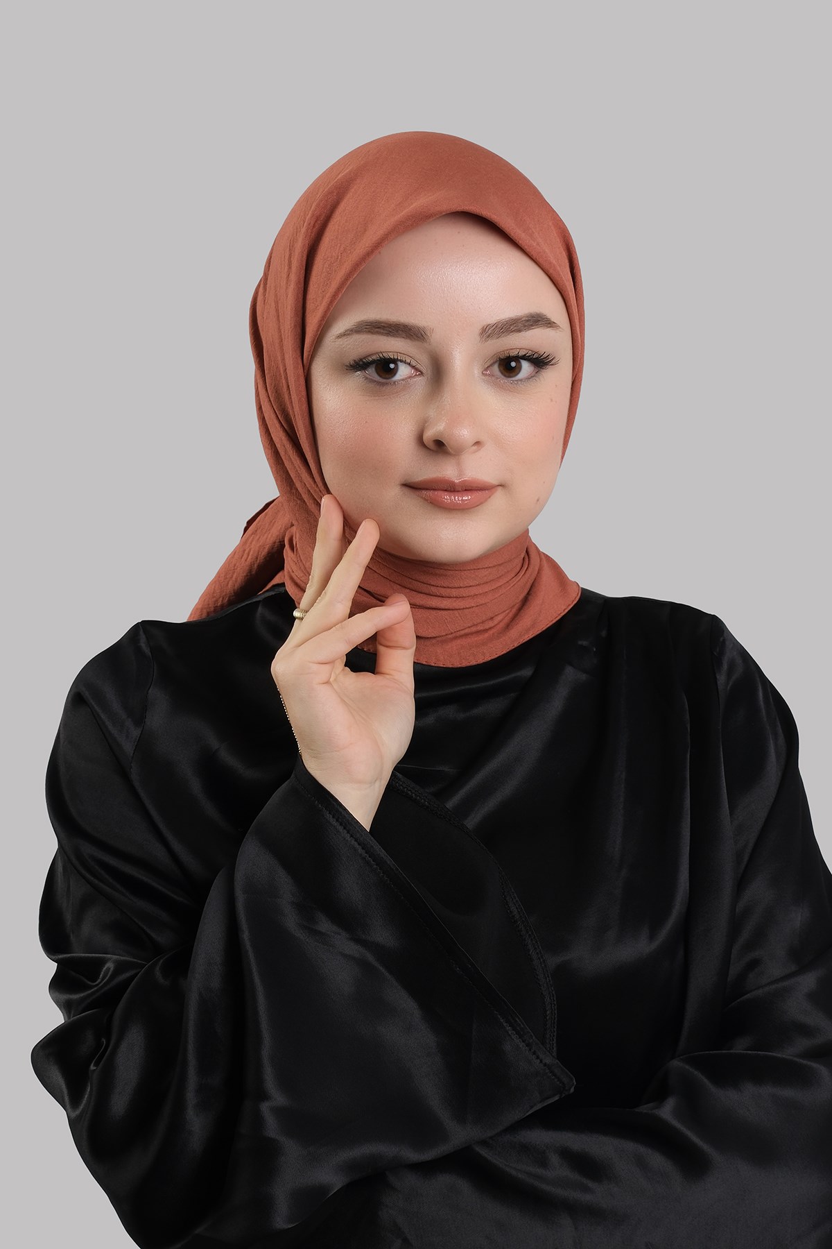 Nar Çiçeği Düz Klasik Eşarp İtalyan Dikişli Pamuk Caz Sade 202210_30