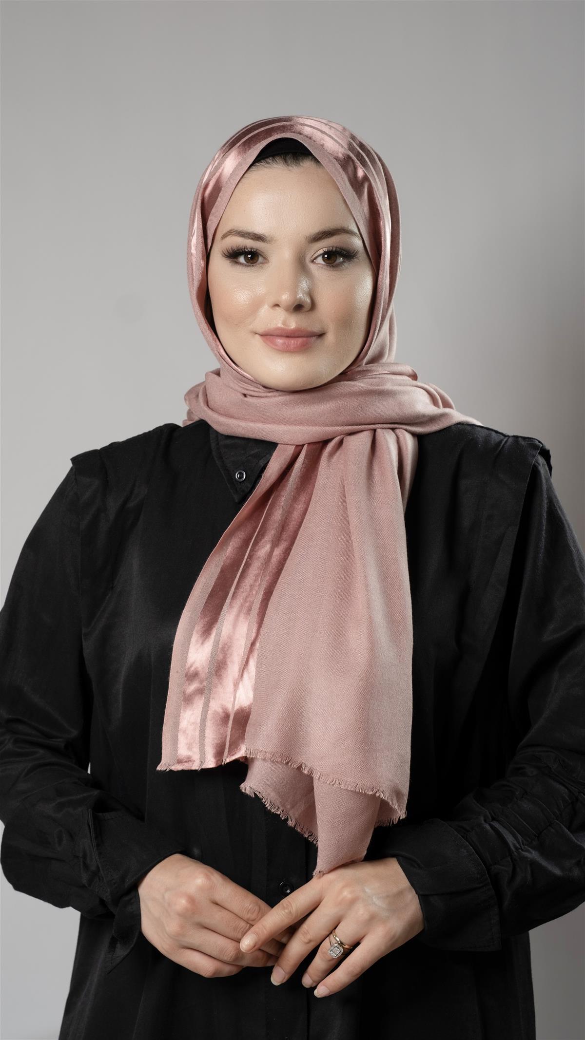 Pudra Şerit Çizgili Şal Viskon Kumaş Bursa Dolama 202109_06