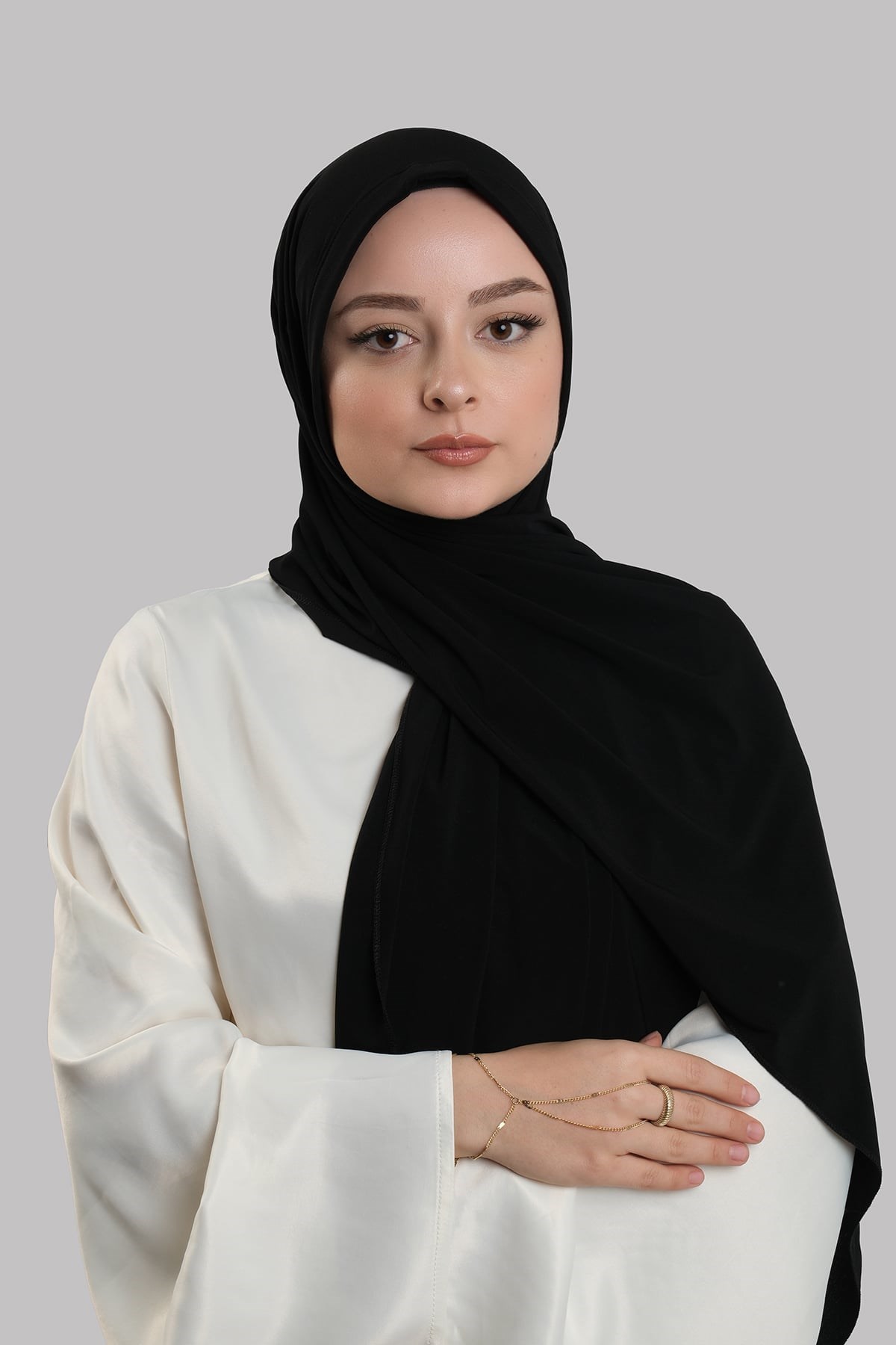 Siyah Pratik Hazır Geçmeli Şal Sandy Önü Süngerli 2412_01