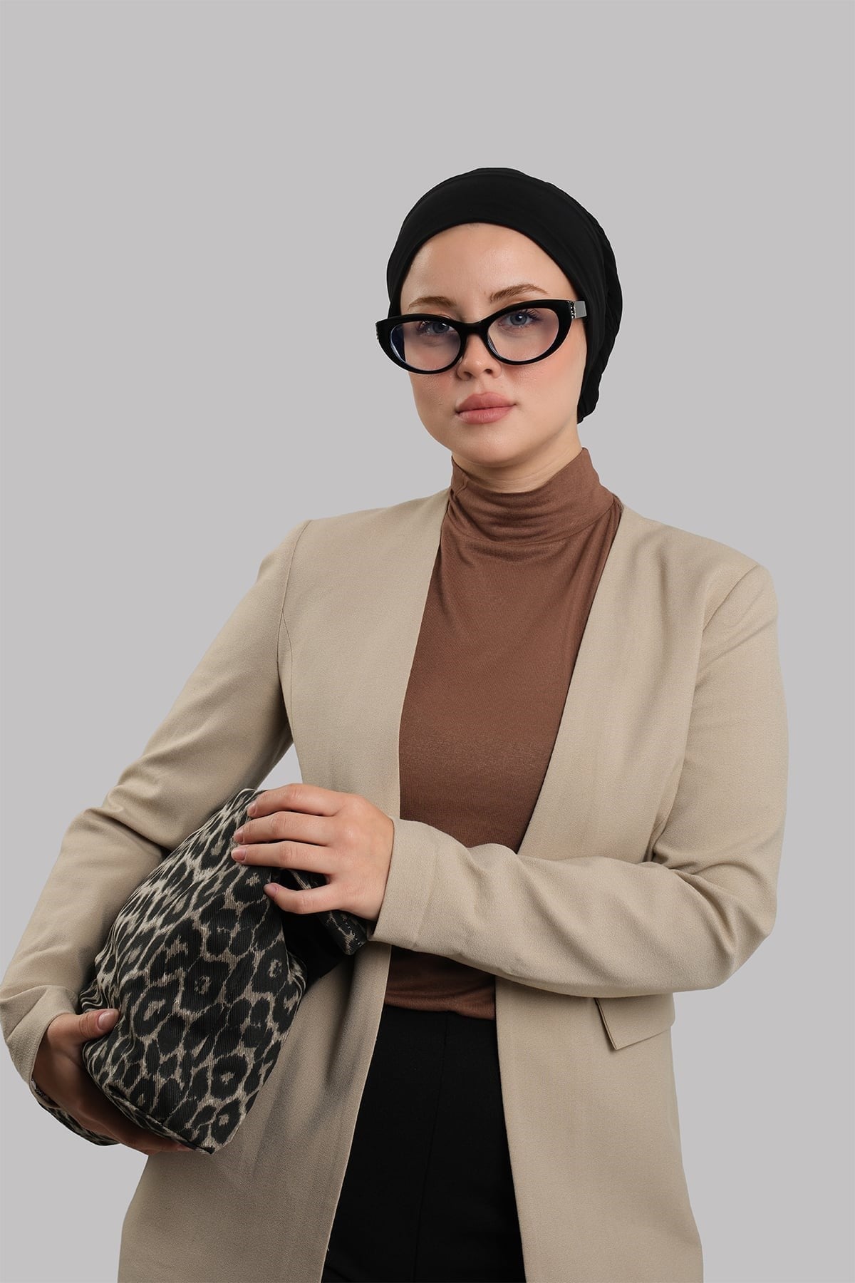 Siyah Versa Kuyruklu Pratik Tesettür Bone Sandy Büzgülü 2515_01
