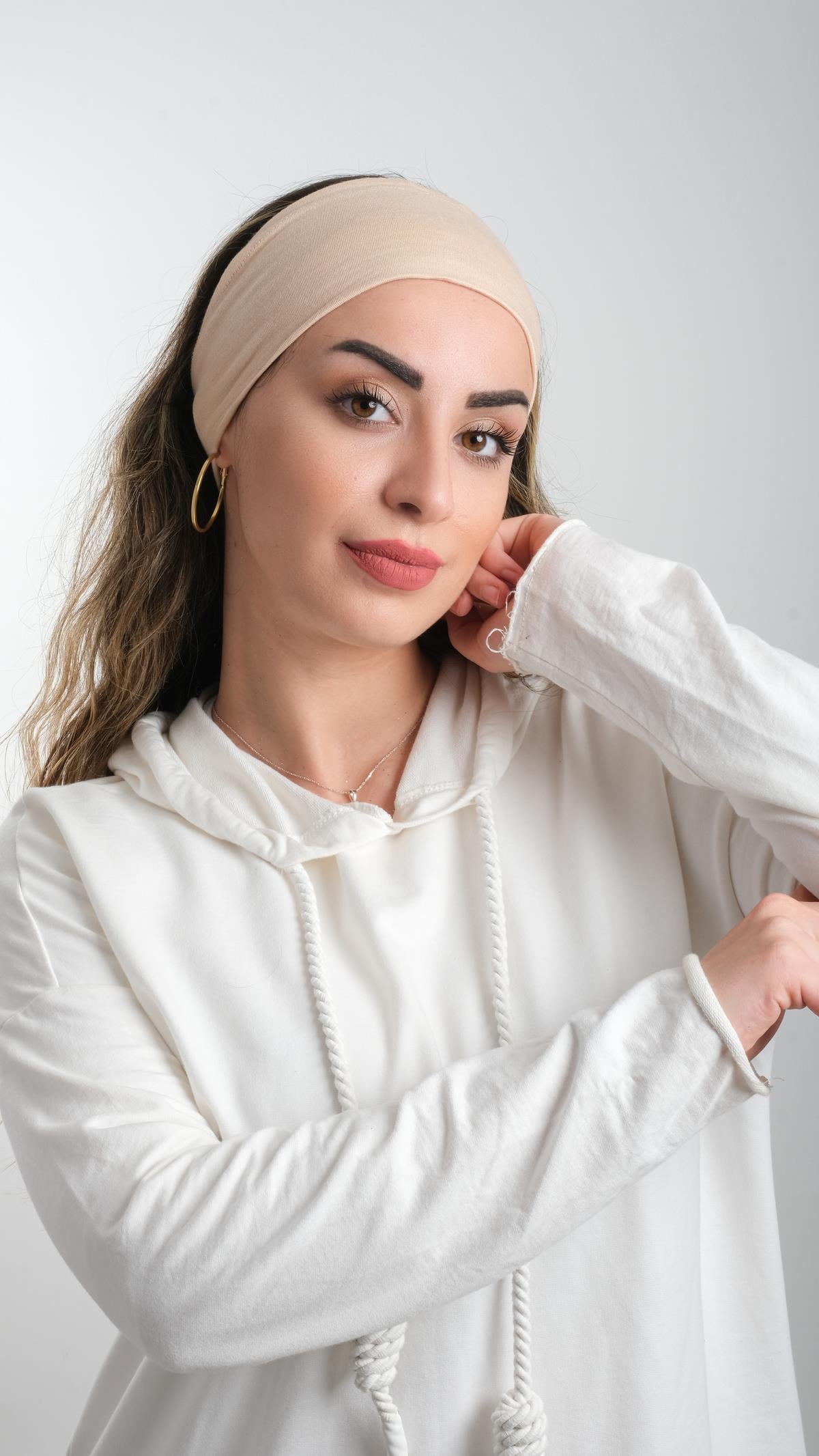 Sütlü Kahve Bandana Saç Bandı Viskon Düz 3012_26