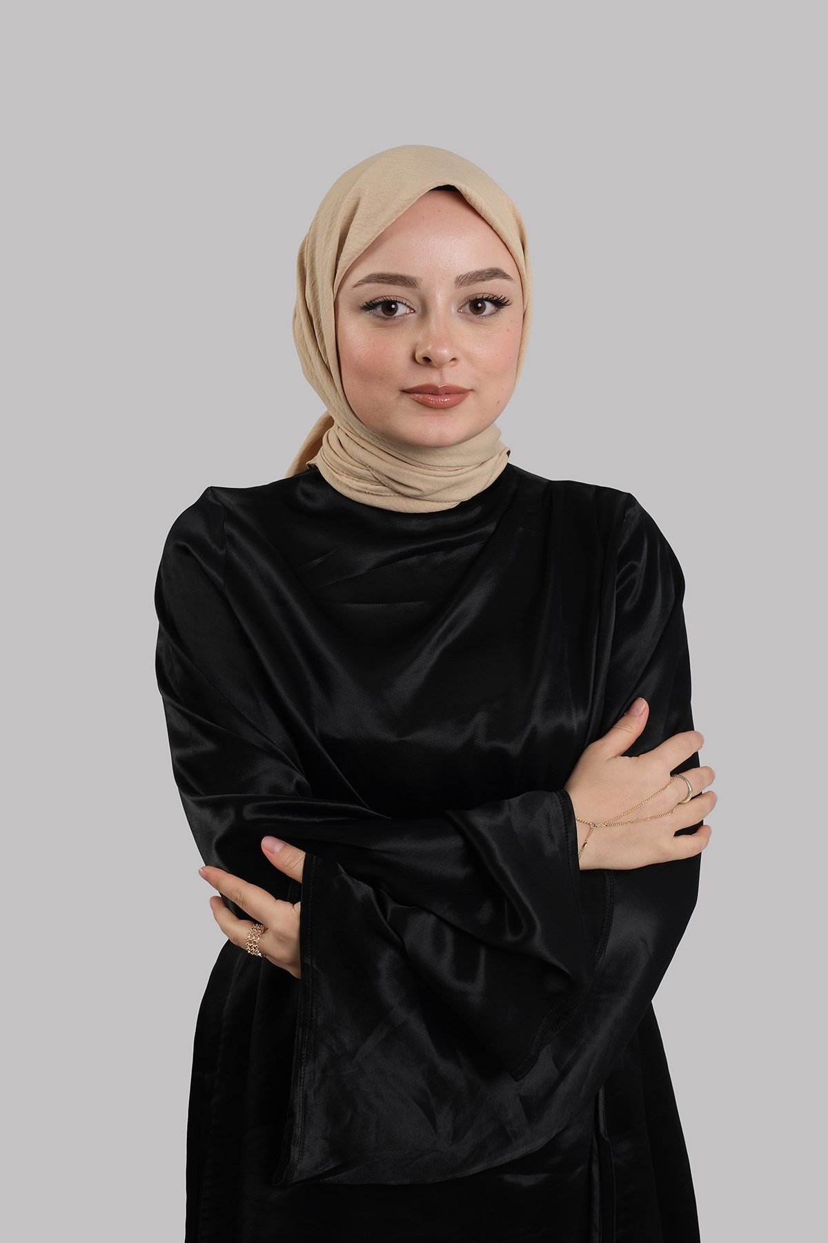 Sütlü Kahve Düz Klasik Eşarp İtalyan Dikişli Pamuk Caz Sade 202210_26