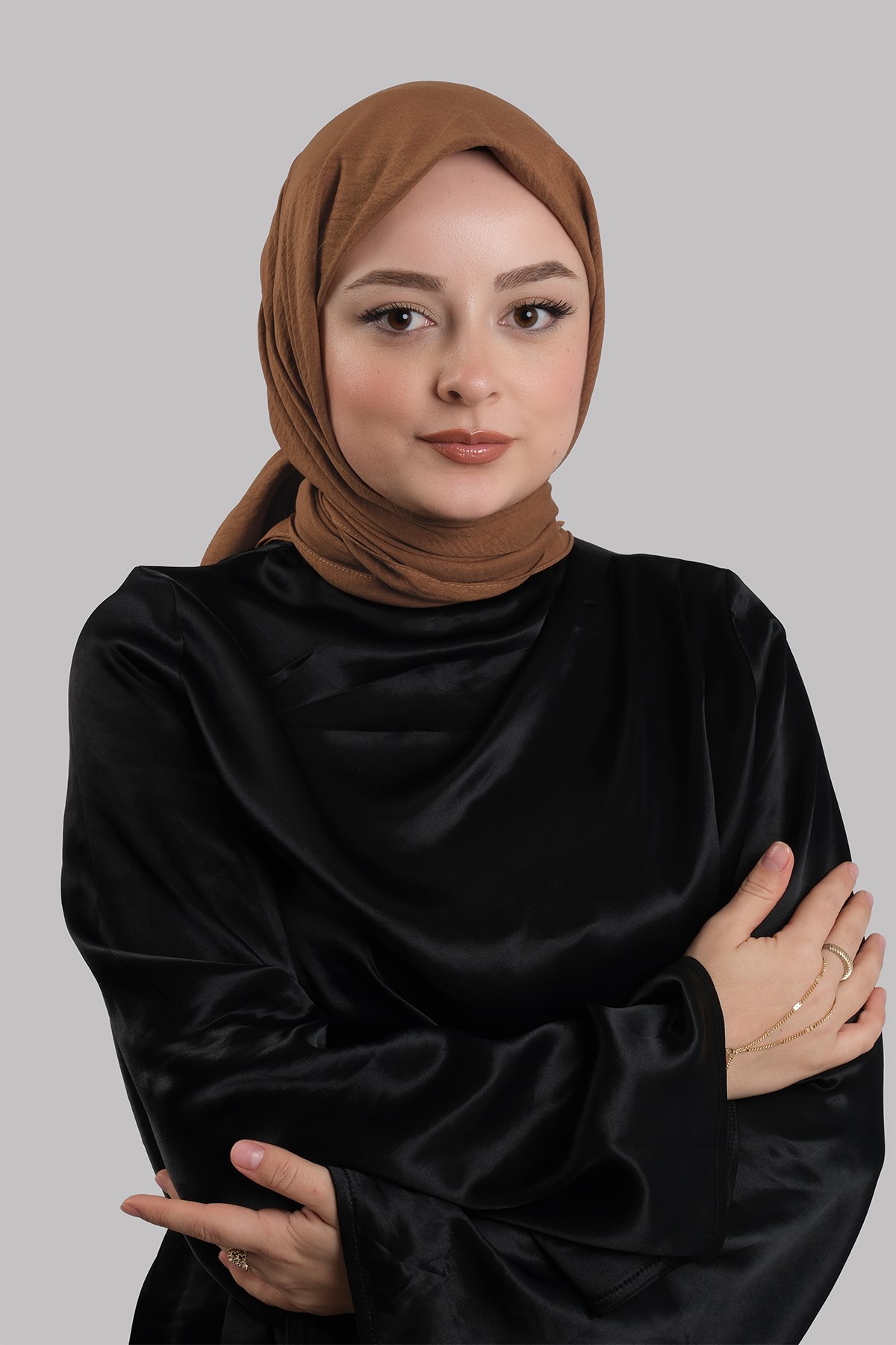 Taba Düz Klasik Eşarp İtalyan Dikişli Pamuk Caz Sade 202210_33