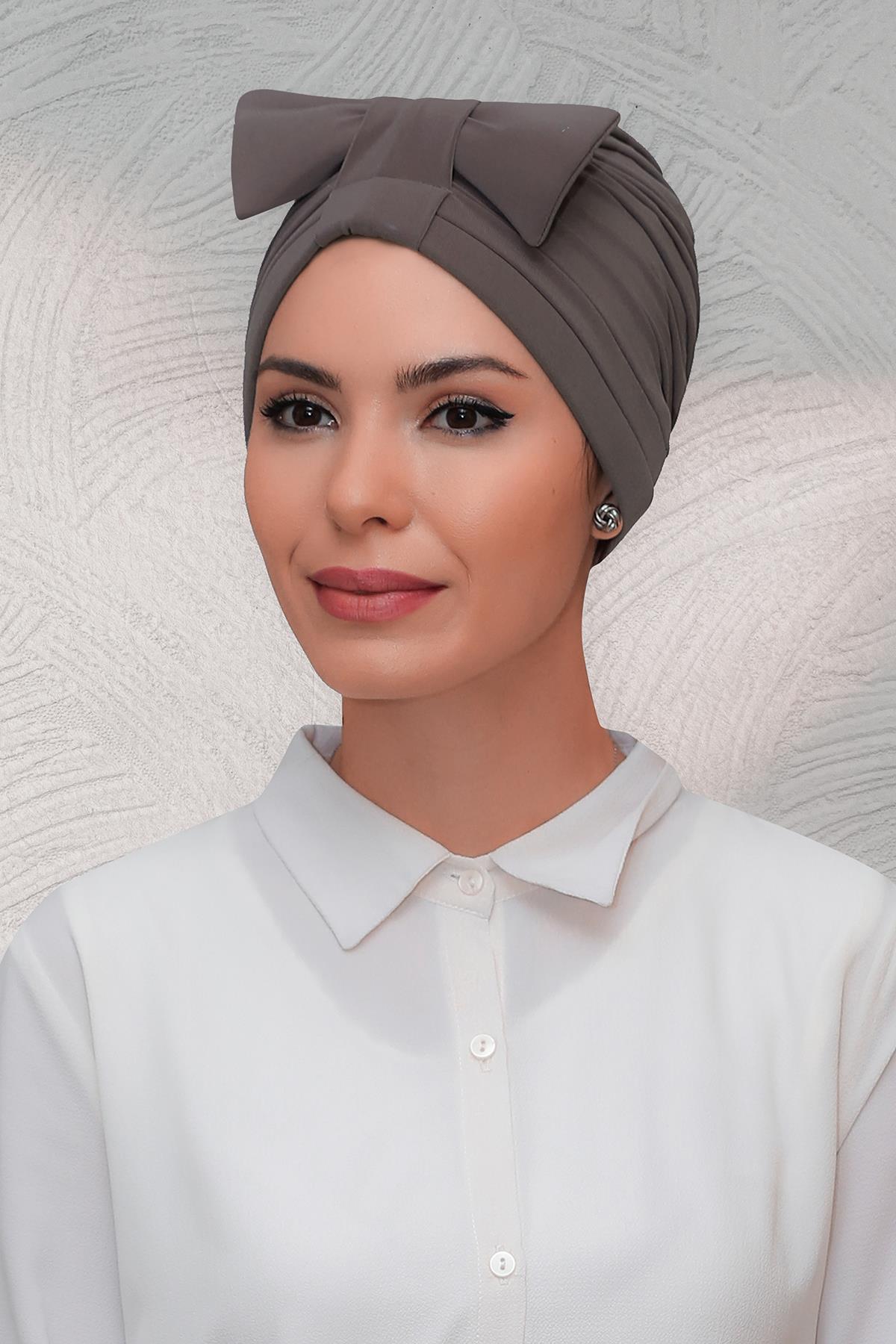 Vizon Pratik Hazır Geçmeli Tesettür Bone Sandy Kumaş Fiyonklu Büzgülü 7010_10
