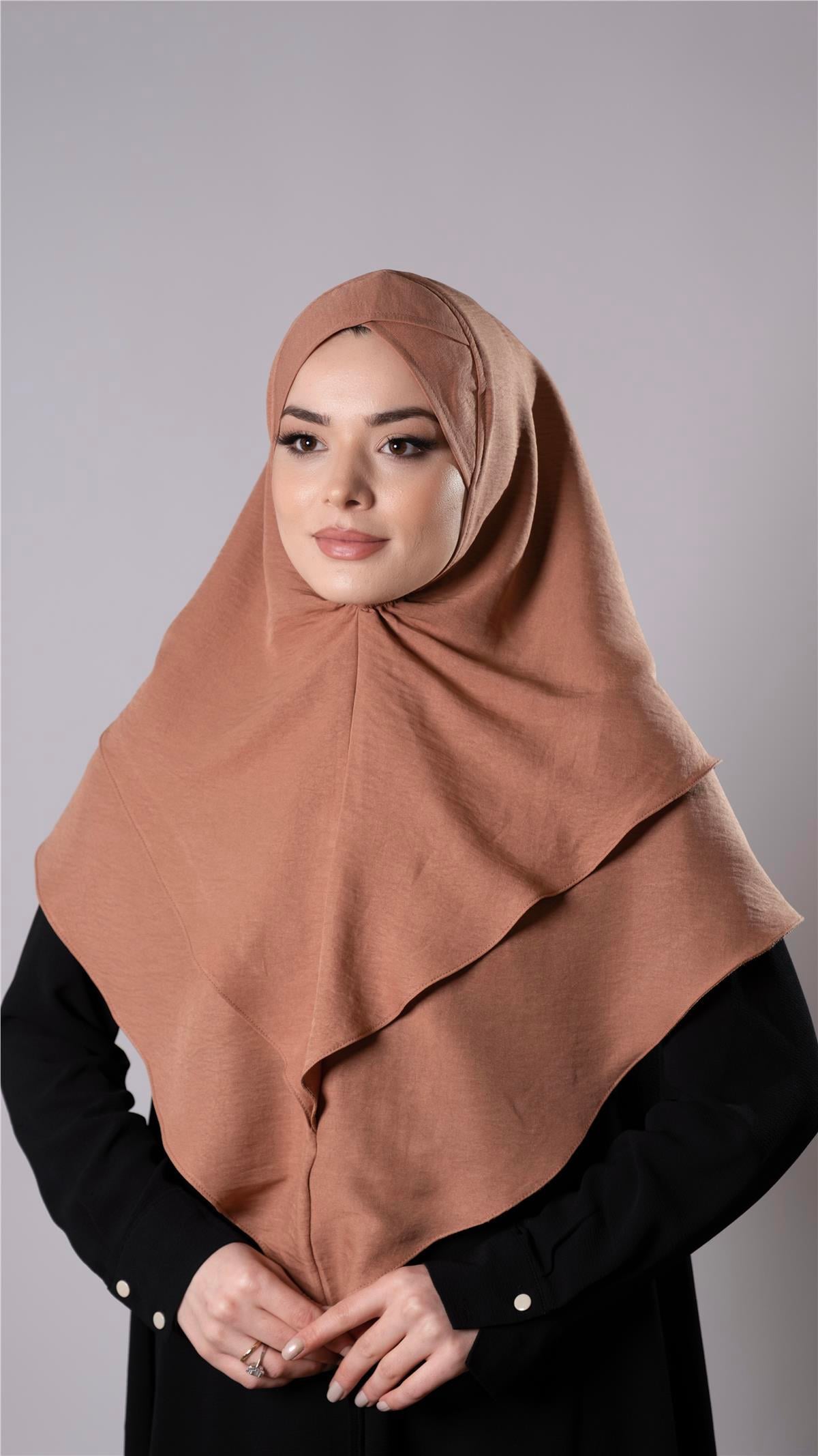 Yavru Ağzı Pratik Hazır Geçmeli Tesettür Eşarp Pamuk Caz Kumaş Çift Katlı Çapraz Hijab 2304_35
