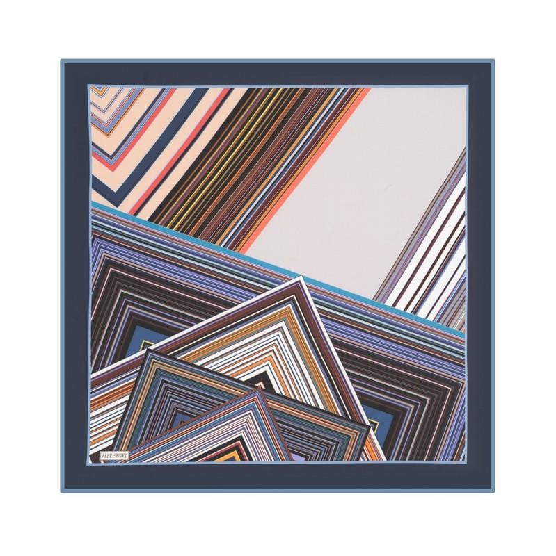 Lacivert Indigo Geometrik Desenli Sportif Tivil Eşarp Aker