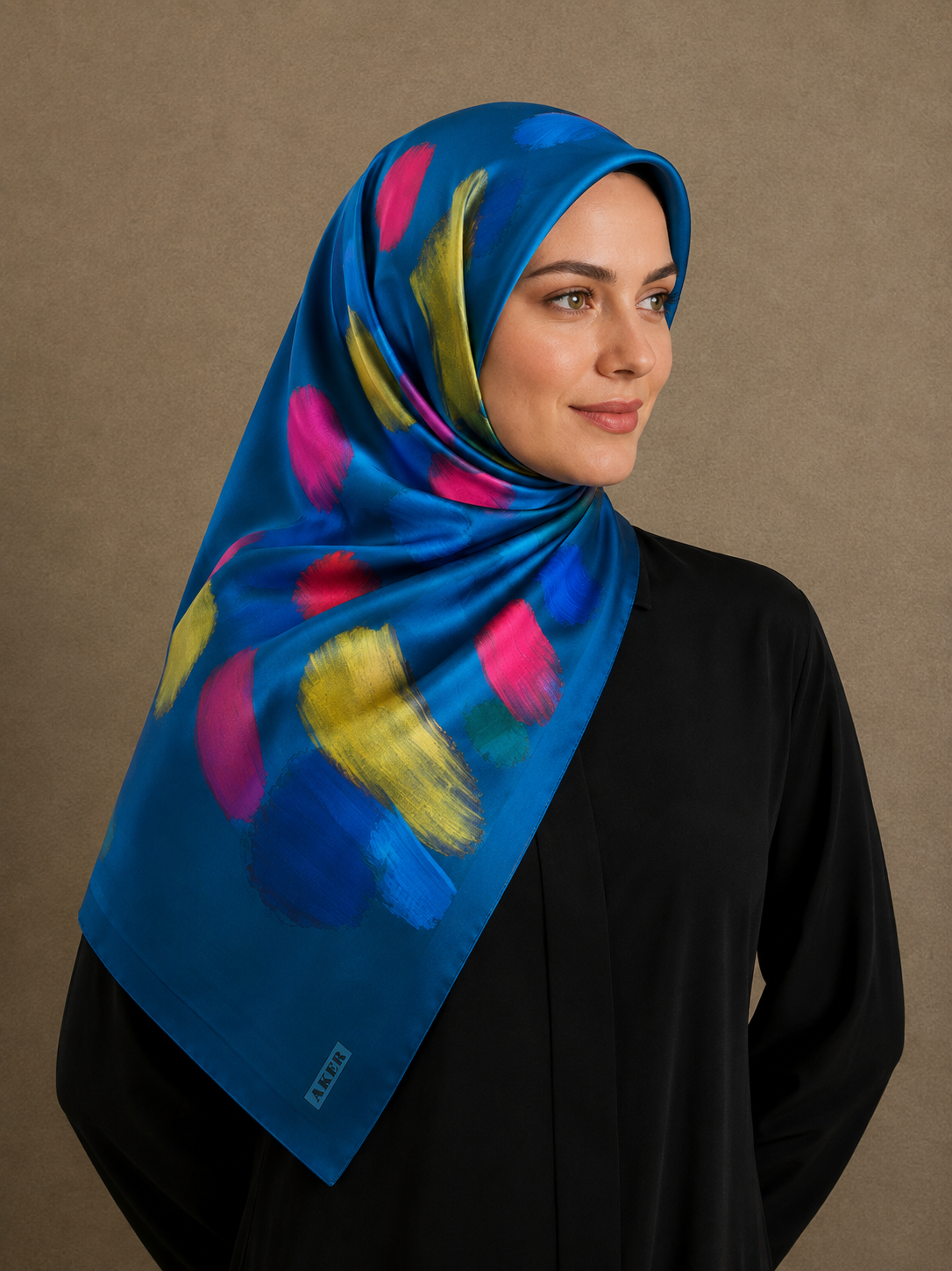 Aker Petrol Blue Twill Silk Scarf 33474