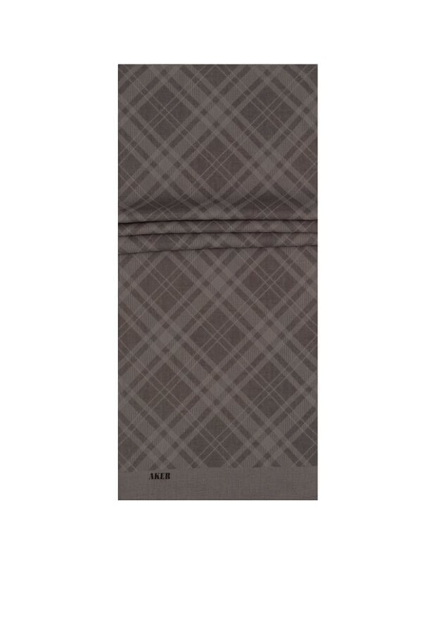 Aker Polyester Gri Şal 972 Ekose Desen