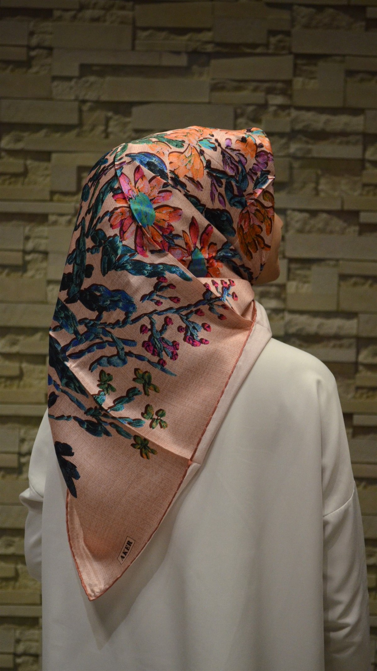 Aker Saten Lüks İpek Eşarp Pastel Elegance