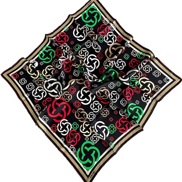 Aker Siyah Geometrik Desen Tivil İpek Eşarp 35629