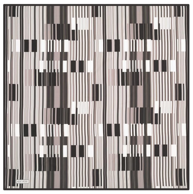 Geometrik Desenli Siyah-Gri Sportif Tivil Eşarp Aker Trend