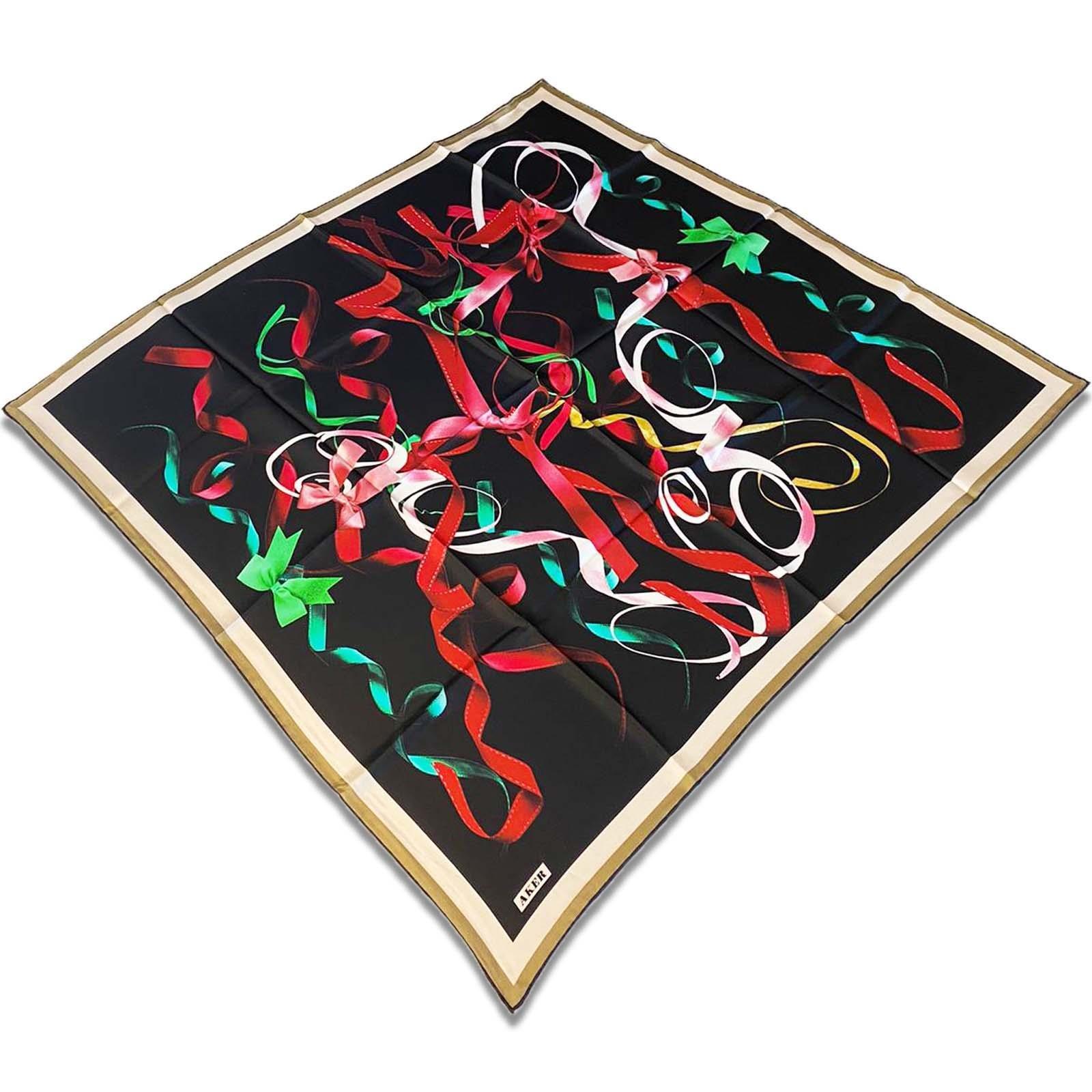 Aker Siyah Karma Desen Tivil İpek Eşarp 8807713-911