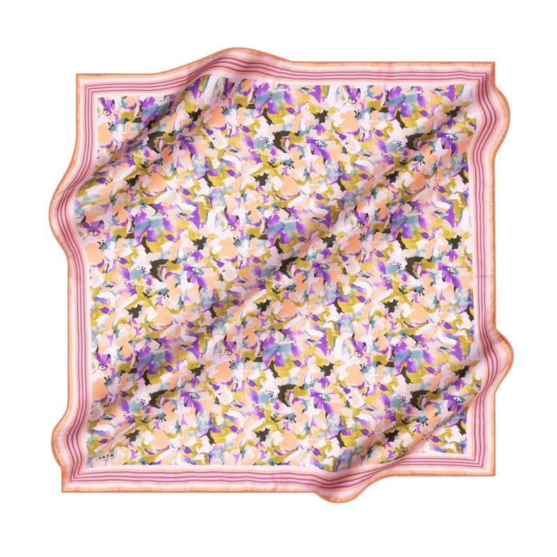 Aker Sura İpek Eşarp Pembe Çiçekli Desen