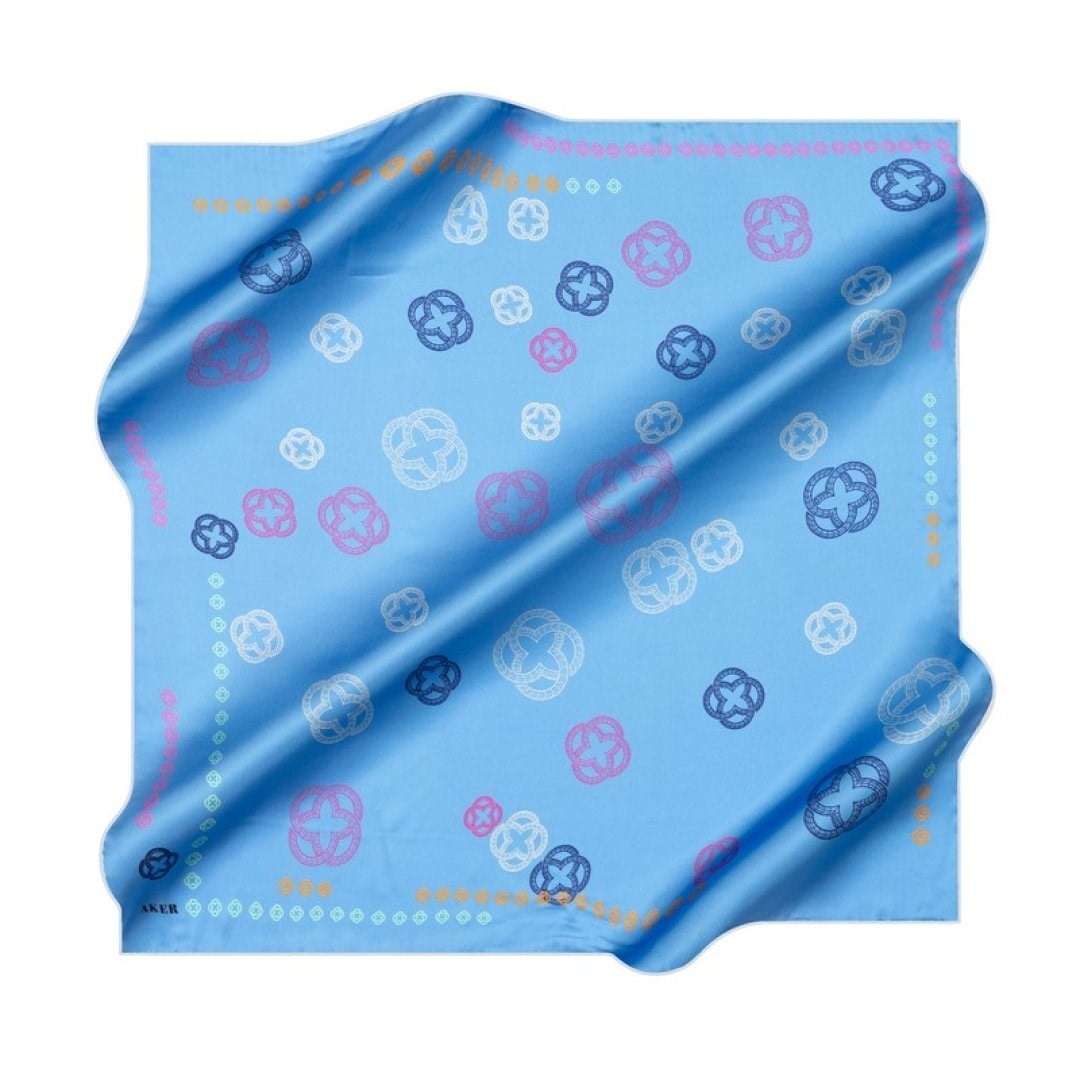Aker Tivil İpek Eşarp 9147713 - 923 Mavi Monogram Desen