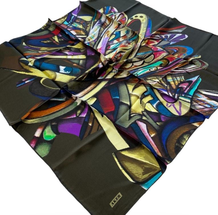 Aker Yeşil Batik Desen Sura İpek Eşarp 33167