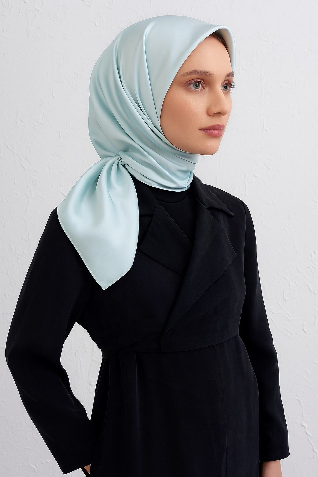 Armine Açık Su Yeşili Düz Renk Sura İpek Eşarp 10D02 - 870