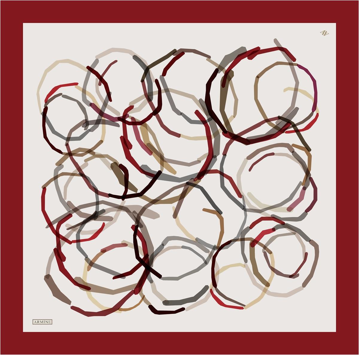 Armine Şık Bordo Desenli İpek Eşarp Tivil Zarafet