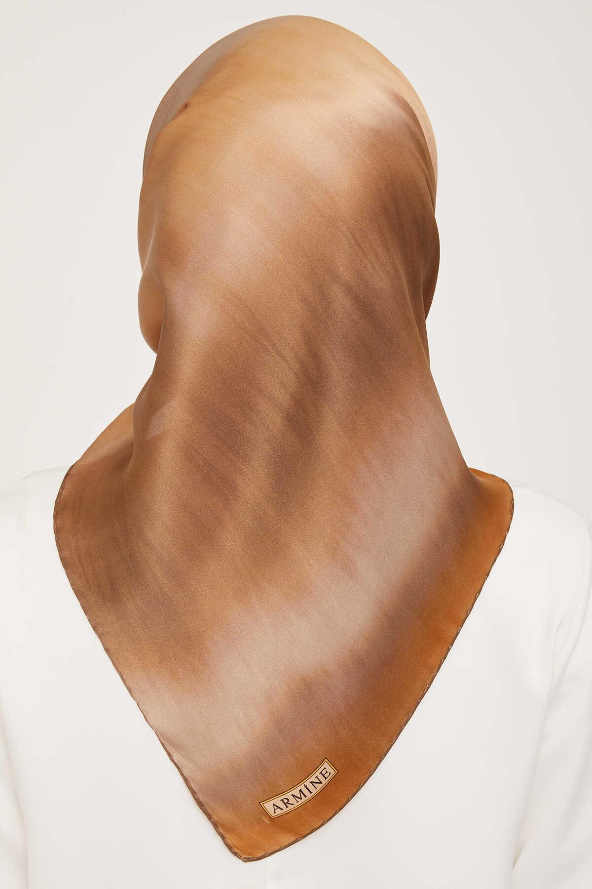 Armine Tivil İpek Eşarp Zarif Camel Degrade Geçiş