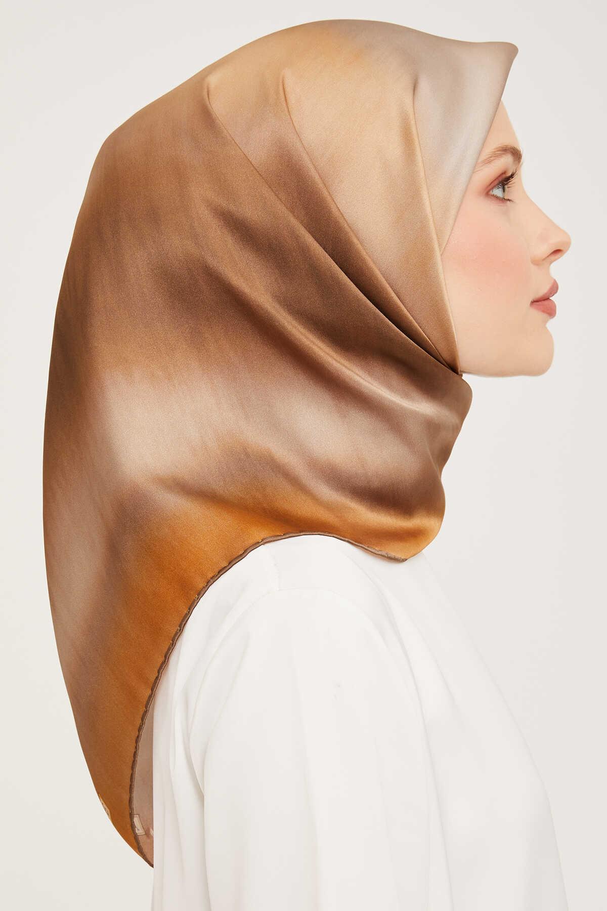 Armine Tivil İpek Eşarp Zarif Camel Degrade Geçiş