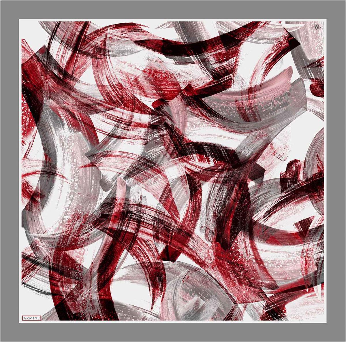 Modern Gri Batik Desenli İpek Tivil Eşarp Zarif ve Şık Tasarım