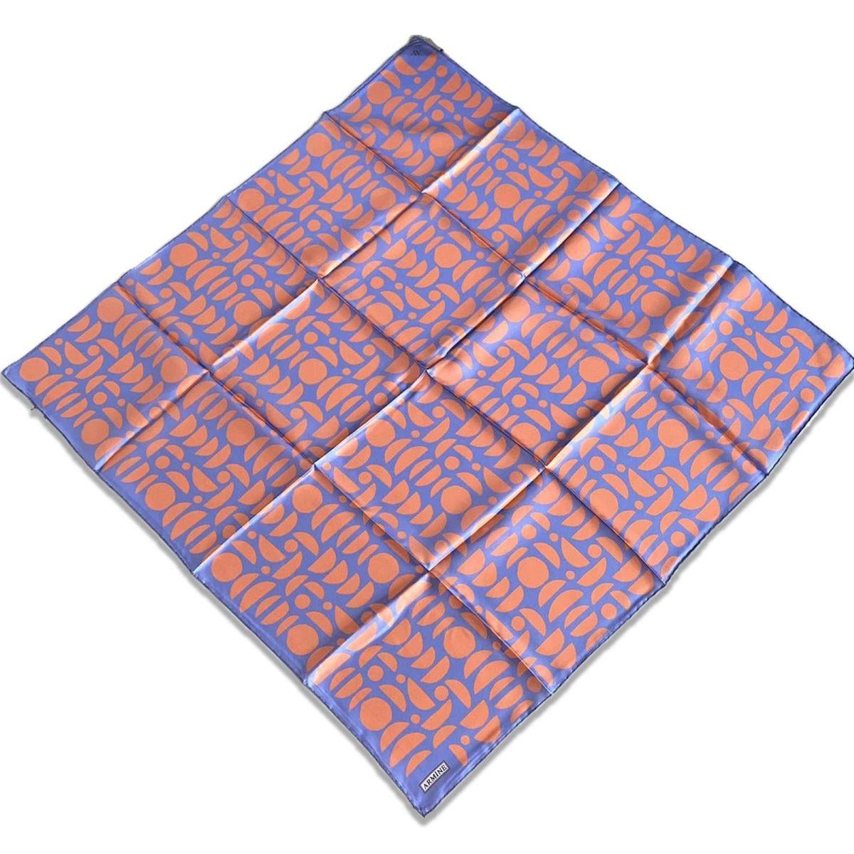 Armine Lila Somon Geometrik Desen Sura İpek Eşarp 9174-03