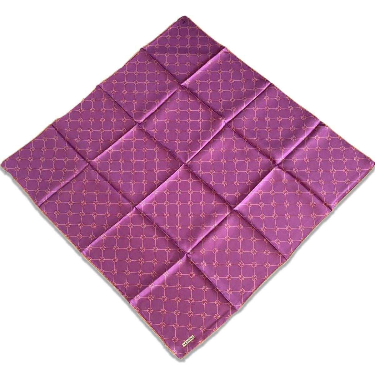 Armine Mor Turuncu Monogram Desen Tivil İpek Eşarp 9178-31