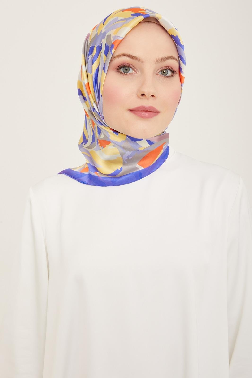 Armine Mor Kraliyet Tasarım Saf İpek Moda Eşarp