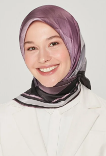 Armine Nostalji Sura İpek 8516 - 02 Siyah - Mürdüm  Karışık Desen