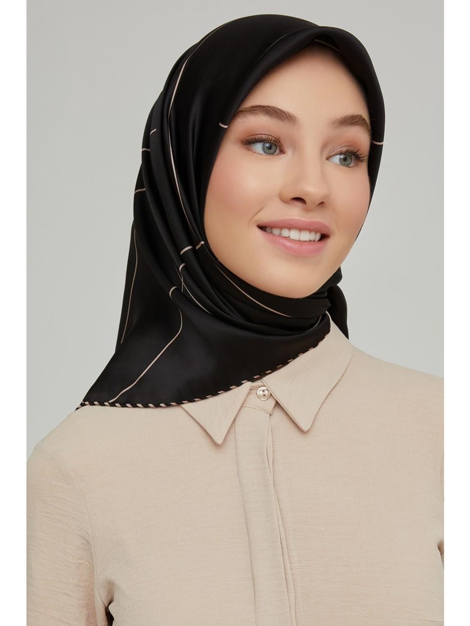 Armine Nostalji Sura İpek 8655 - 01 Siyah Çizgi Desen