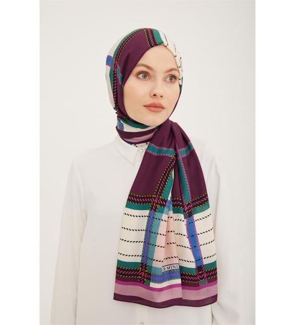 Armine Şal 58143 Mor Ekose Desen