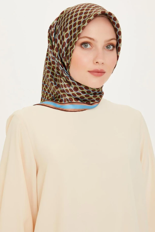 Armine Sura İpek Eşarp 9226-03 Kahverengi Karışık Desen 