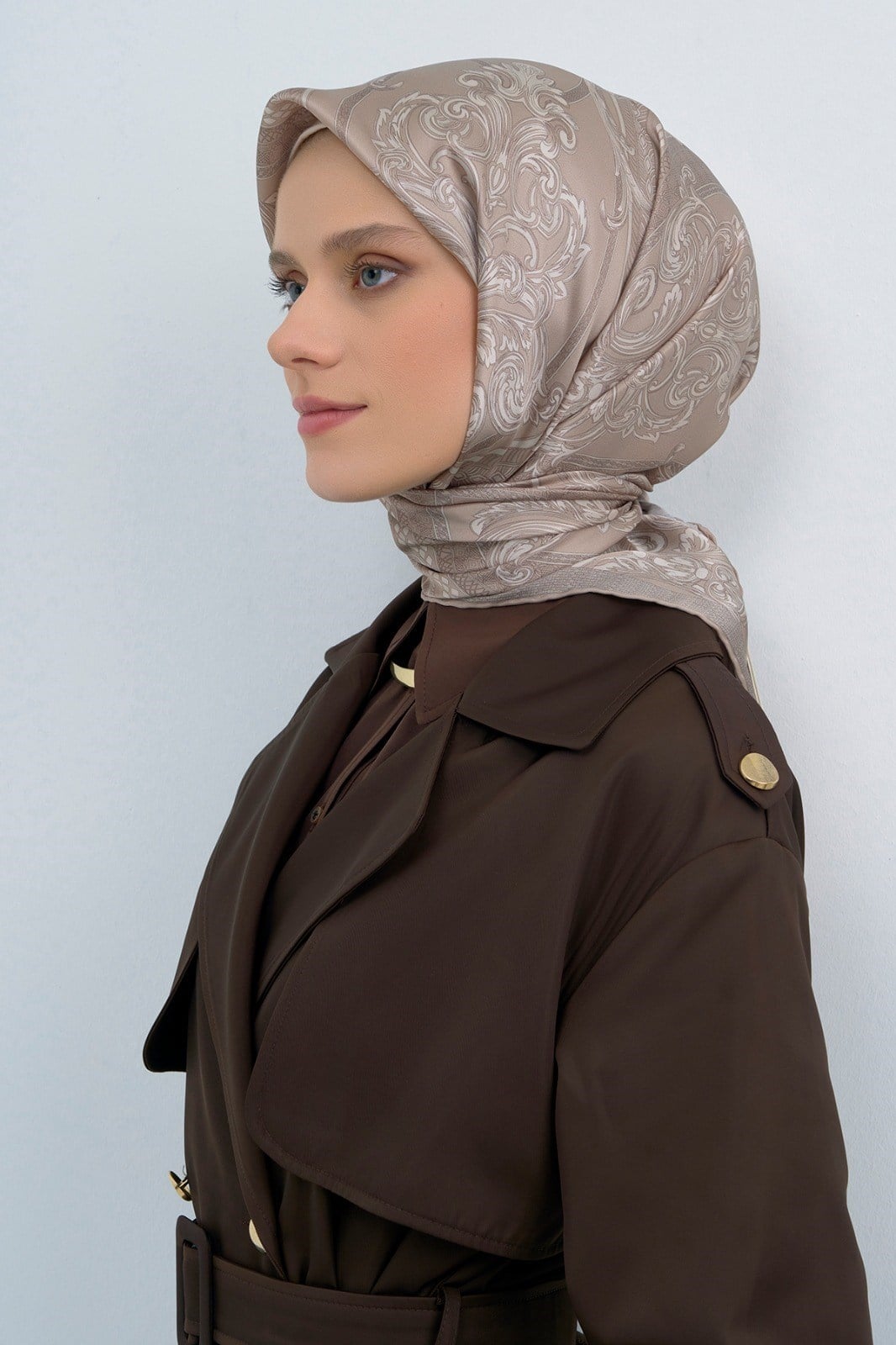 Armine Sura Saf İpek Eşarp 9537 - 54 Taş Etnik Desen