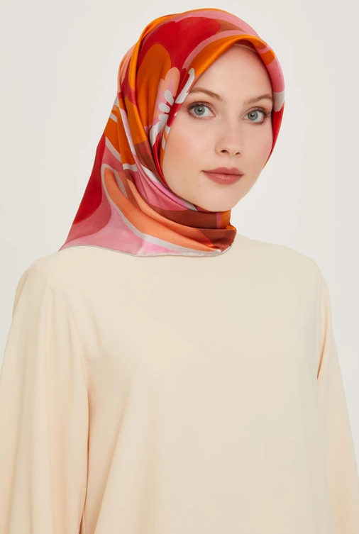 Armine Tivil İpek Eşarp 9200-50 Pembe Karışık Desen 