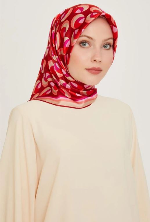 Armine Tivil İpek Eşarp 9219-83 Pembe Karışık Desen 
