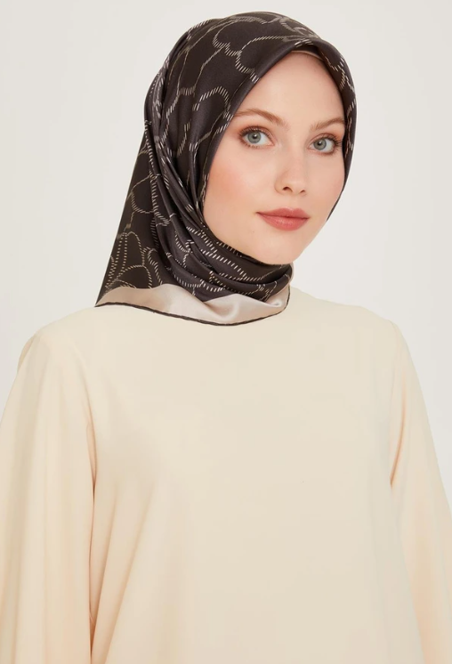 Armine Tivil İpek Eşarp 9222-87 Füme Karışık Desen 
