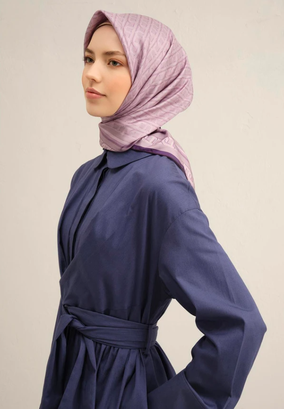 Armine Tivil İpek Eşarp 9301-55 Lila Karışık Desen 
