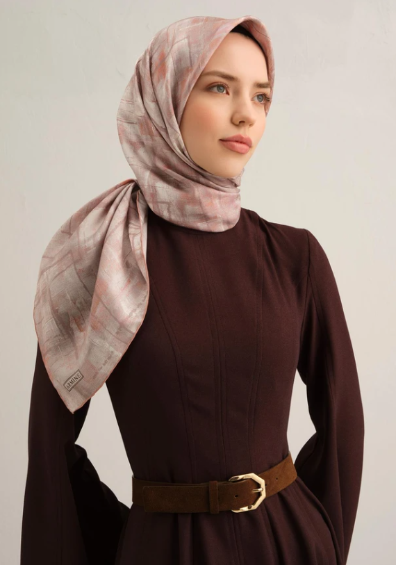 Armine Tivil İpek Eşarp 9339-82 Vizon Karışık Desen 