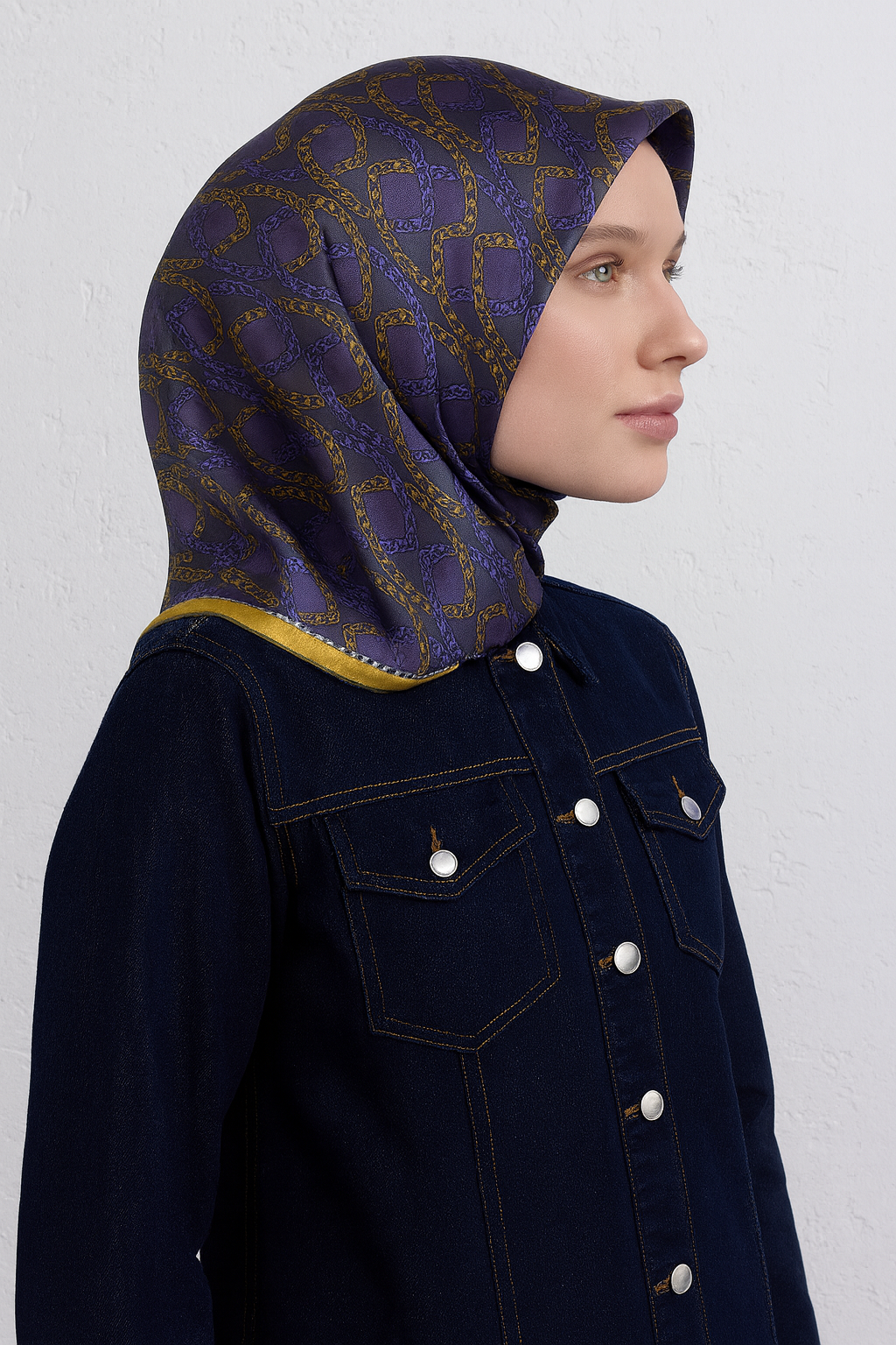 Armine Sura Saf İpek Eşarp 9410 - 58 Füme Karışık Desen