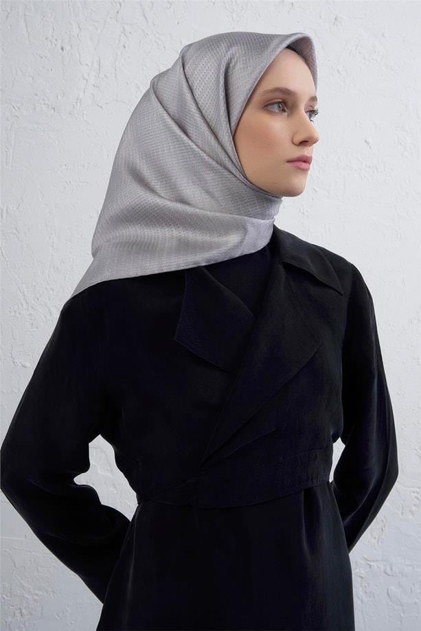 Armine Tivil Saf İpek Eşarp 9415 - 06 Gri Karışık Desen 