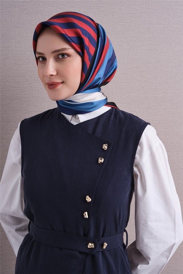 Armine Tivil Saf İpek Eşarp 9615 58 Siyah Geometrik Desen 