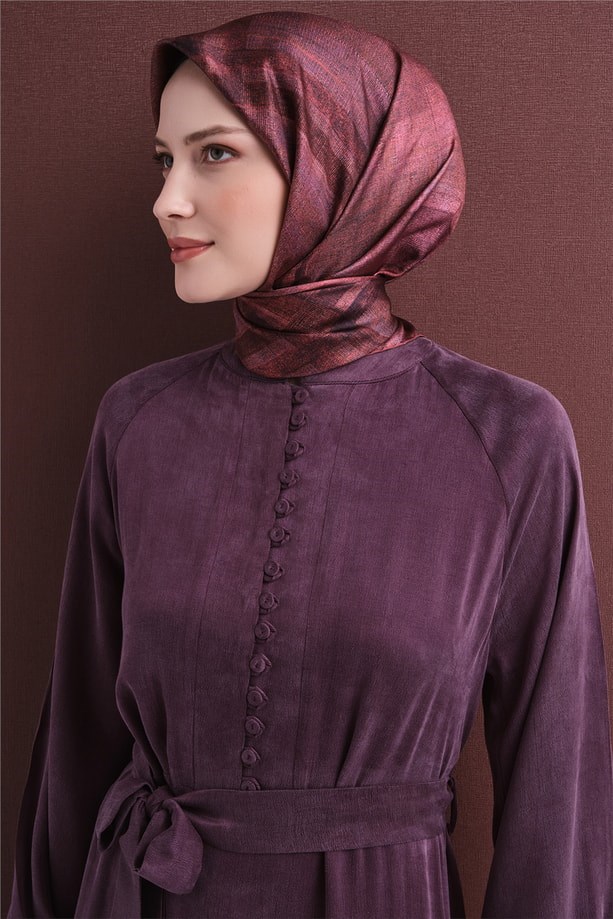 Armine Tivil Saf İpek Eşarp 9618 57 Gül Kurusu Batik Desen 