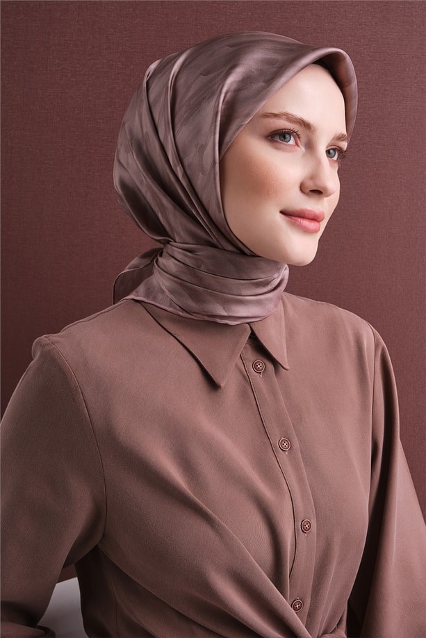 Armine Tivil Saf İpek Eşarp 9630 52 Pudra Soyut Desen 