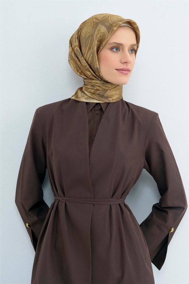 Armine Tivil Saf İpek Eşarp IST 9540 - 05 Gold Batik Desen