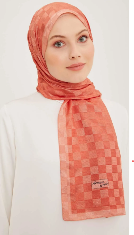 Armine Trend B.Janjan Şal 87 -Turuncu Dama Desen