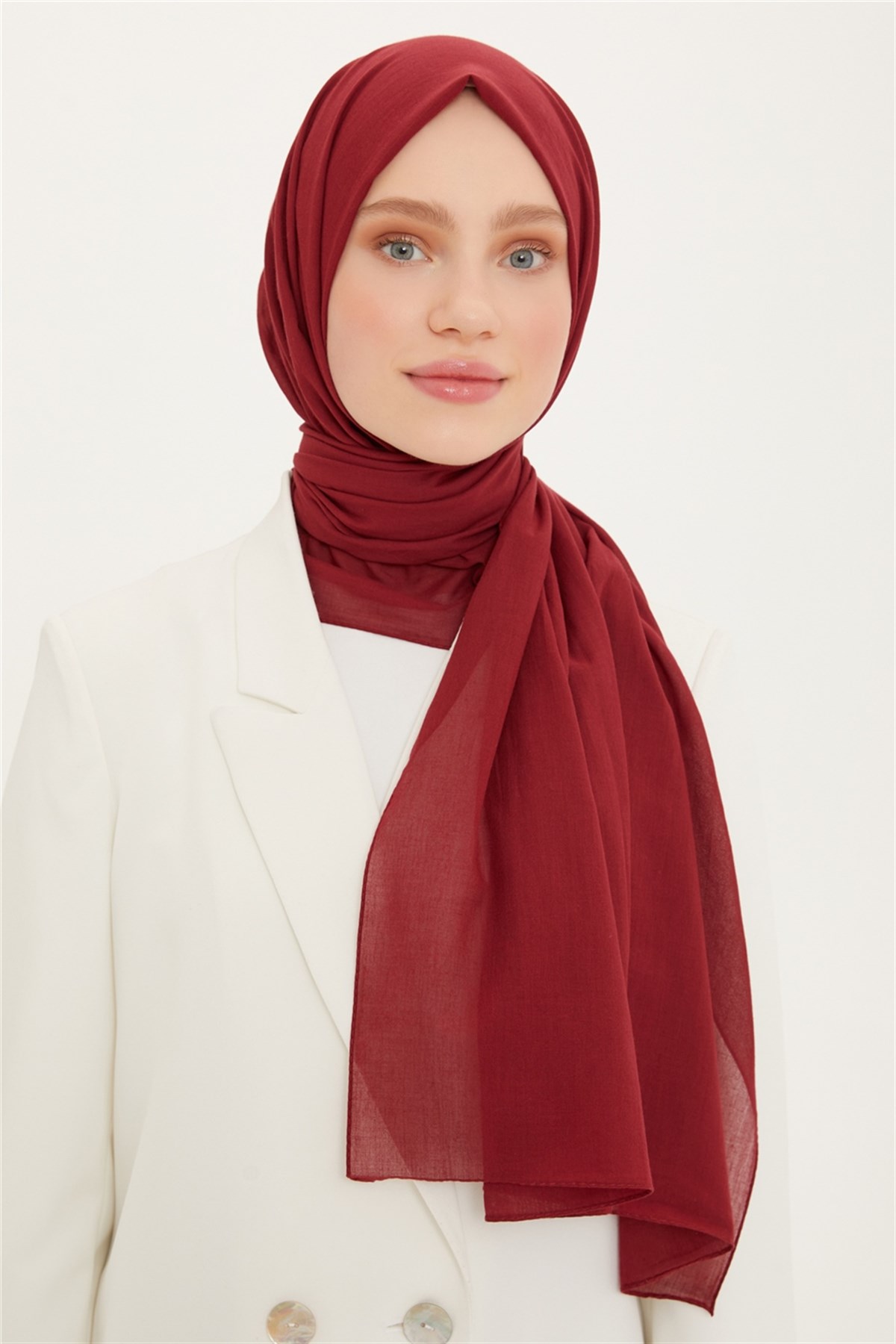 Armine Pamuk Bordo Şıklık Şalı