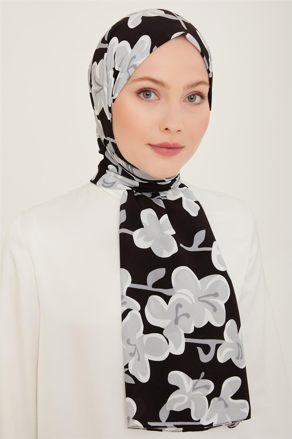 Armine Trend Defne Şal 06348-02 Siyah Gri