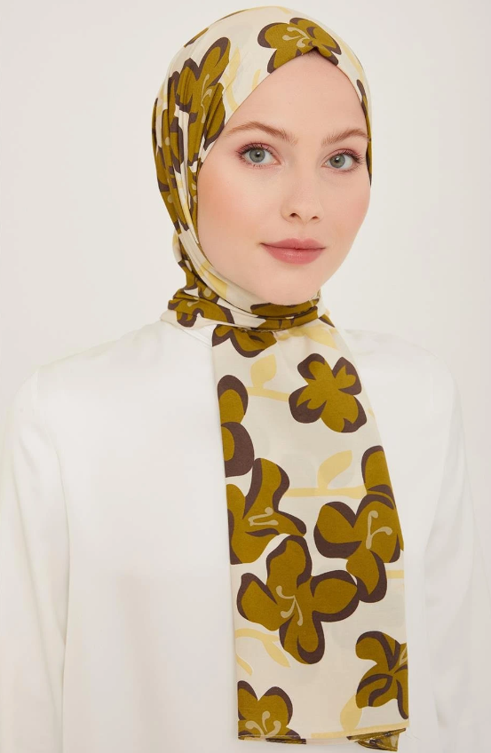 Armine Trend Defne Şal 06348-09 Krem Yeşil