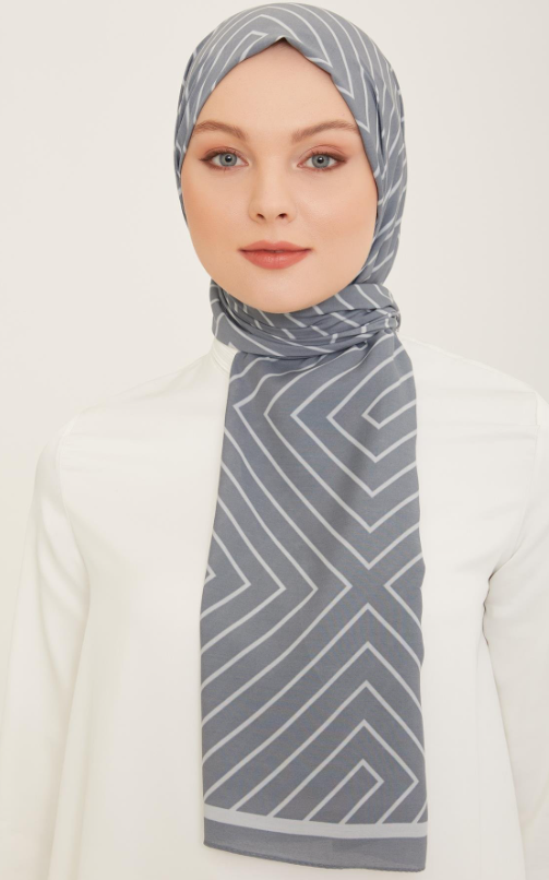 Armine Trend Defne Şal 5761-06 Gri-Beyaz
